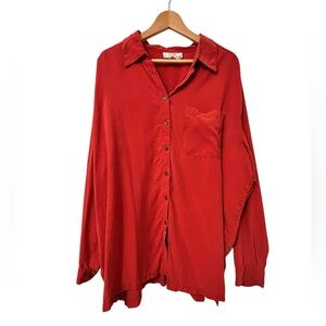 Red 100% Silk Blouse